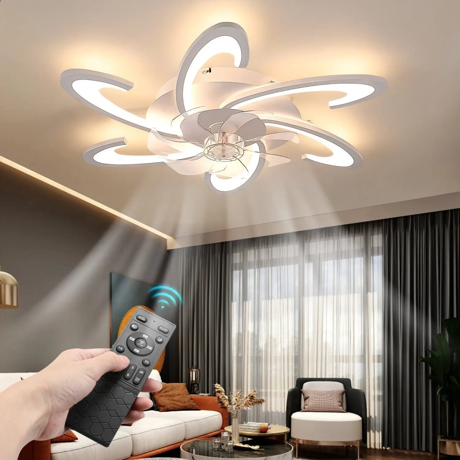 Deckenventilator mit LED-Licht – 85W, dimmbar, leise, mit Fernbedienung