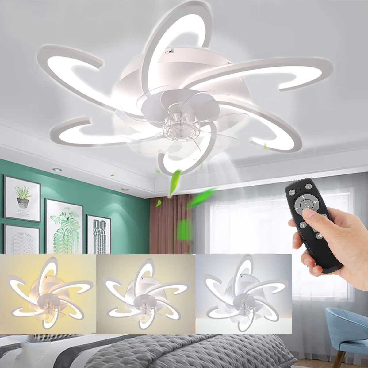 Deckenventilator mit LED-Licht – 85W, dimmbar, leise, mit Fernbedienung