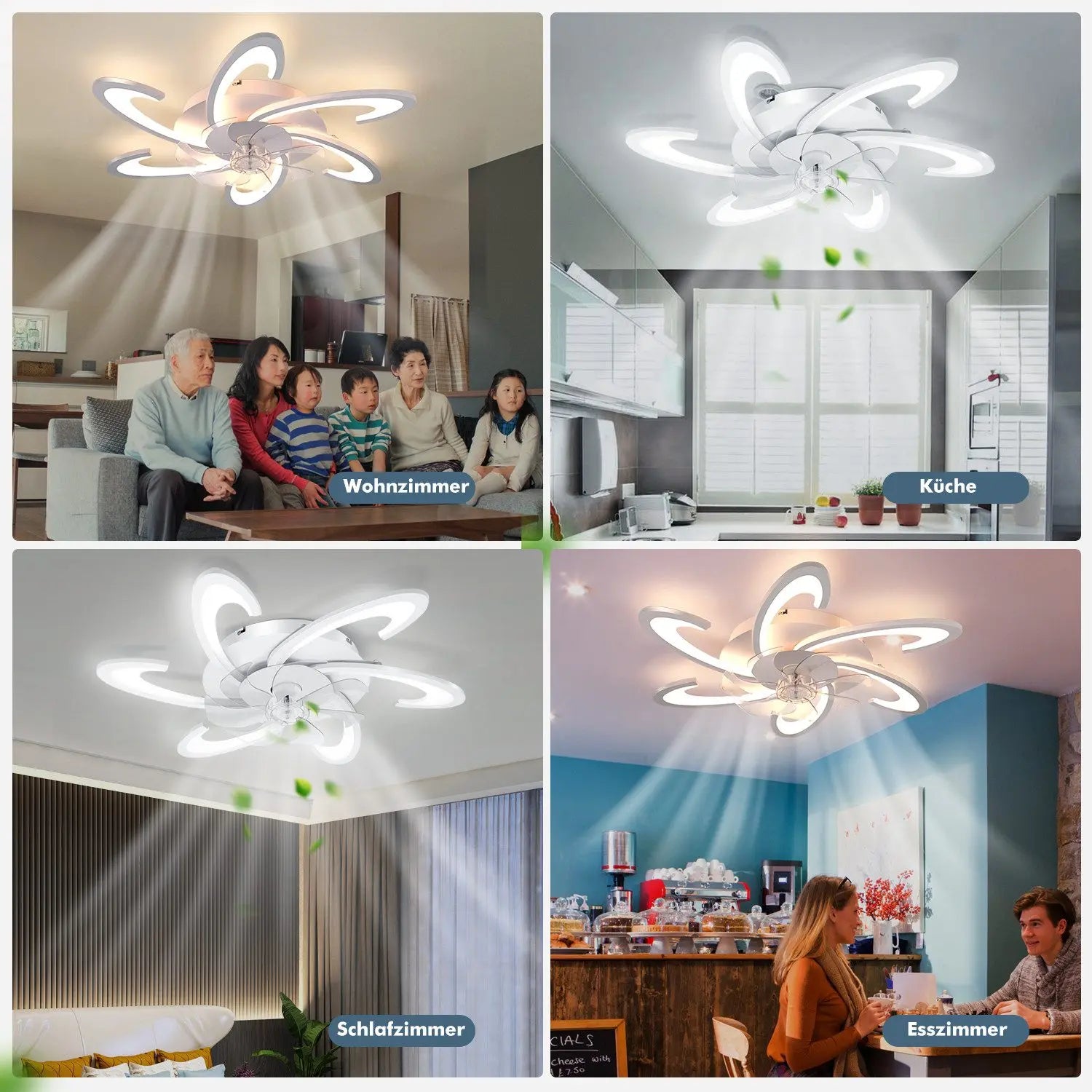 Deckenventilator mit LED-Licht – 85W, dimmbar, leise, mit Fernbedienung