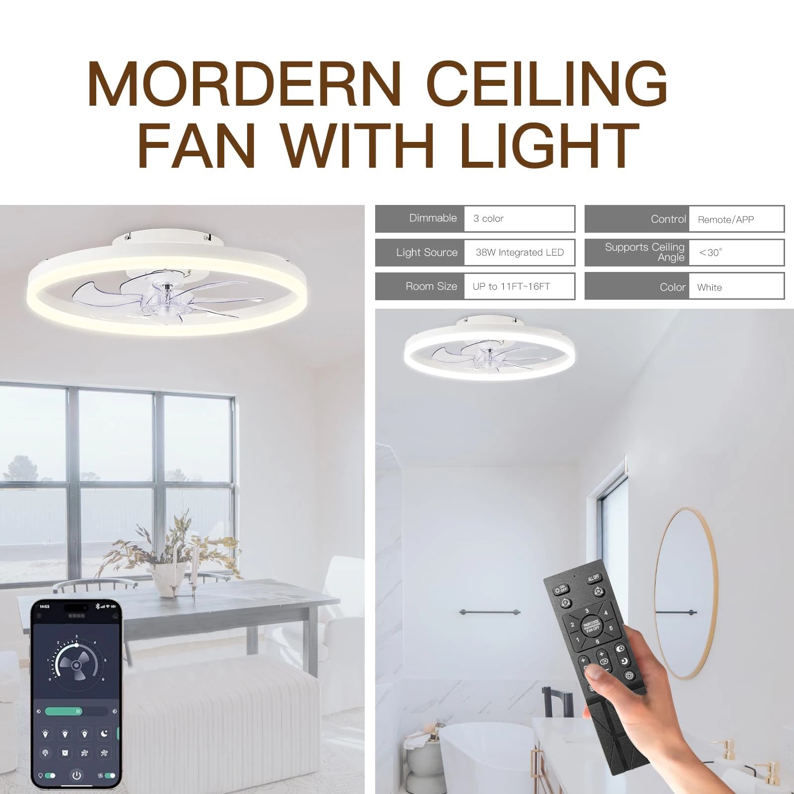 LumiBreeze – Moderner Deckenventilator mit LED-Licht | Dimmbar, energiesparend & leise