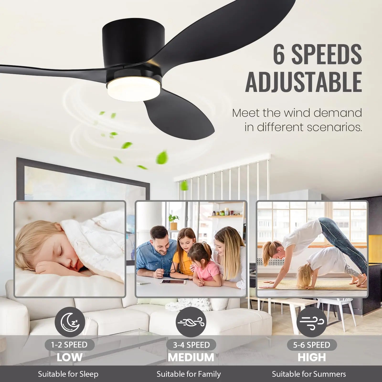 Moderner Deckenventilator mit LED-Licht – Leise und erfrischend