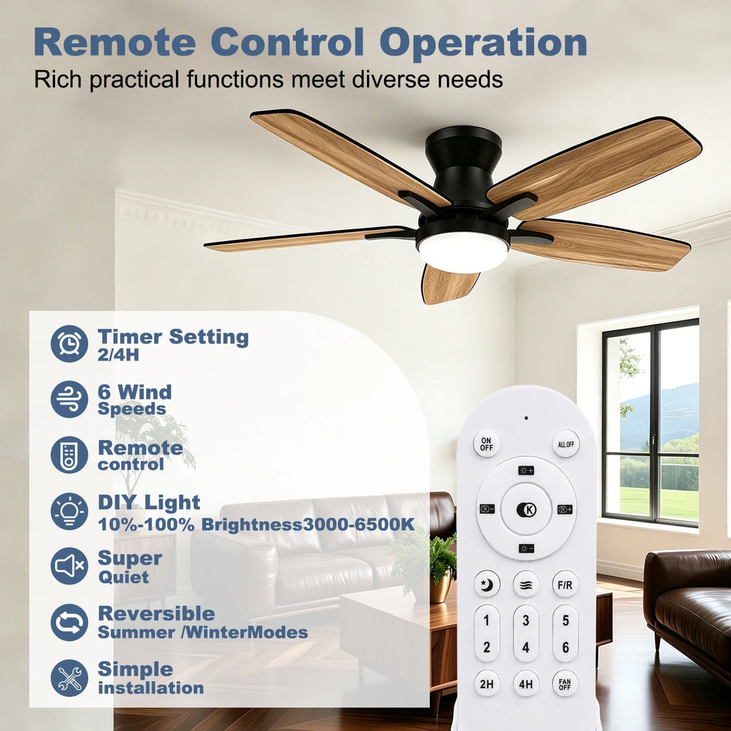 Deckenventilator mit LED-Licht | 42 Zoll | Dimmbar & leise | LumiBreeze