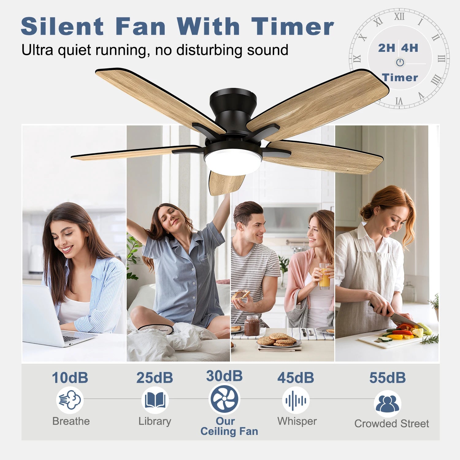 Deckenventilator mit LED-Licht | 42 Zoll | Dimmbar & leise | LumiBreeze